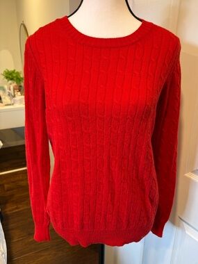 J.Crew Red Cable Knit Wool Blend Sweater Medium